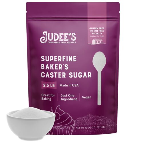 Judee's Superfine Caster Sugar - 2.5 lbs - Delicious and 100% Gluten-Free - Bakers Sugar for Homemade Treats, Baked Goods, and Toppings - Airy and Smooth 2.5 Pound (Pack of 1)