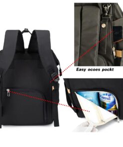 Diaper Bag Backpack, Baby Essentials Bag with Insulated Pockets Stroller Straps, Multifunctional Large Capacity Diaper Bags for Baby Girl Boy, Waterproof Baby Bag Backpack for Mom dad Travel (Black) Black-1 10 61AljPMqqnL