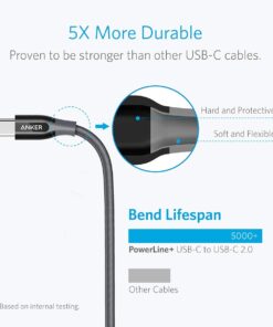 Anker Powerline+ USB C to USB C Cable, 60W USB 2.0 Cable (6ft), for USB Type-C Devices Including Galaxy Note 8 S8 S8+ S9, iPad Pro 2020, Pixel, Nexus 6P, Matebook, MacBook and More 26 61Am76fq3oL