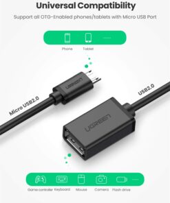 UGREEN Micro USB to USB Micro USB 2.0 OTG Cable 2 Pack On The Go Adapter Micro USB Male to USB Female for Samsung Phone S7 S6 Edge S4 S3 LG G4 DJI Spark Mavic Remote Controller Android Tablets Black 22 61ApUOMdDWL