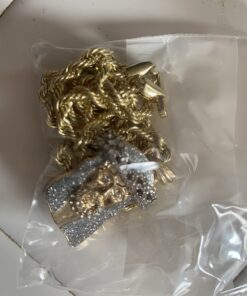 L &L Nation 14K Gold Plated Iced Out CZ Simulated Diamond Crown Jesus Piece Pendant with Rope Chain - Gold Tone Silver Stardust Jesus Necklace Hip Hop Jesus Chain for Men and Women 26 61AqPVkO3rL