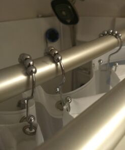 Maytex Shower Curtain Hooks, Shower Curtain Rings, Rust-Resistant Decorative Double Roller Glide Shower Hooks, Shower Rings for Bathroom Shower Rods, Curtains, Liners, Set of 12, Chrome 29 61ArCgJDJwL