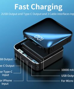 T-CORE Power Bank The Smallest and Lightest 10000mAh External Battery Ultra-Compact High-Speed Charging Technology Portable Charger for iPhone, Samsung Galaxy and More Black 29 61As5RjP6rL