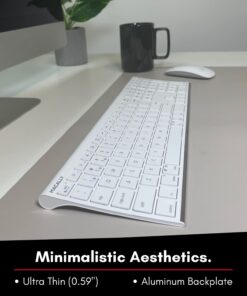 Macally Wireless Bluetooth Keyboard for Mac or Windows PC - Compatible Apple Keyboard Rechargeable - Multi-Device Keyboard, Up to 3 Devices with 110 Keys, 20 Shortcuts, and Numeric Keypad - White 24 61Av66Fd9iL
