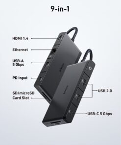 Alternative view of Anker 552 [USB]-[C] [Hub] (9-in-1) with 100W Power Delivery, [4K]@30Hz [HDMI], 4 [USB]-[C] and [USB]-A Data Ports, Ethernet and SD/microSD [C]ard Slot for MacBook, HP, Dell Laptops, and More