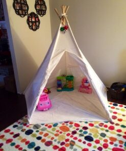 6' Giant Teepee Play House of Pine Wood with Carry Case by Trademark Innovations (White) 56 61Ax3TgLuVL
