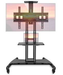Alternative view of Mount Factory Rolling TV Cart Mobile TV Stand for 40-65 inch Flat Screen, LED, LCD, OLED, Plasma, Curved TV's - Universal Mount with Wheels