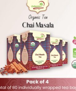 Alternative view of ADANIM CHAI MASALA TEA BAGS - Organic Indian Tea Style with Bombay Mix, Blend of Ginger, Clove, Cinnamon Cardamom Tea (Pack of 4, 80 Individual Tea Bags) spiced with India chi tea tea gifts for women 20 Count (Pack of 4)