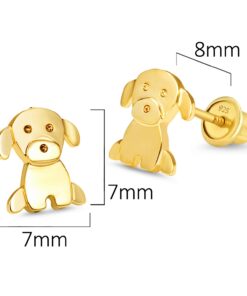 14k Gold Plated Baby Puppy Cubic Zirconia Screwback Baby Girls Screwback Earrings with Silver Post 8 61B3b8nG6VL
