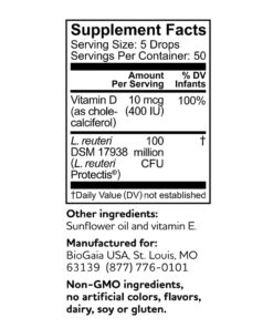 BioGaia Protectis Baby Probiotic Drops + Vitamin D | Reduces Colic, Gas & Spit-ups | Healthy Poops | Reduces Crying & Fussing & Promotes Digestive Comfort | Newborns, Babies & Infants | 0.34 oz 0.34 Fl Oz (Pack of 1) 24 61B4nqWY9ZL