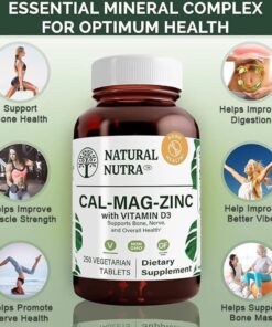 Natural Nutra Calcium Magnesium Zinc Supplement with Vitamin D3 for Bone Strength, Health, Gluten Free and Sugar-Free, Essential Mineral Complex, 250 Count (Pack of 1) 250 Count (Pack of 1) 9 61B58SUHQVL