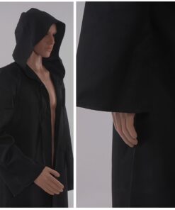 Allten Men's Costume Halloween Black Tunic Hooded Robe Cloak M 7 61B5m0O7B0L