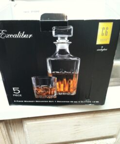 Italian Made Circleware Excalibur 5pc Whiskey Decanter Set Includes (1) 35oz. Decanter,(4) 10.5oz 14 61B9Dnpv0AL