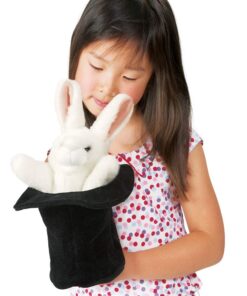 Folkmanis Rabbit In Hat Hand Puppet Black, White, Pink, 1 EA 11 61BCXfREWzL