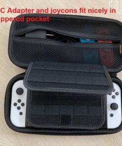Deruitu Switch Carrying Case Compatible with Nintendo Switch/Switch OLED - Fit AC Charger Adapter - with 20 Game Cartridges Hard Shell Travel Switch Pouch for Console & Accessories Black 43 61BCiiYrDRL 1