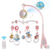 Baby Musical Crib Mobile with Timing Function Projector and Lights,Hanging Rotating Rattles and Remote Control Music Box with 150 Melodies,Toy for Newborn 0-24 Months Pink