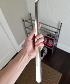 Comfy Clothiers - Perfect Metal Shoe Horn Long Handle (16.5"/42cm) - Multifunctional Stainless Steel Stick for Seniors & Kids, Slip Shoe Helper for All Types of Foot Wear, Easy to Use for Kids & Adult 1-pack 32 61BFdmnAVaL