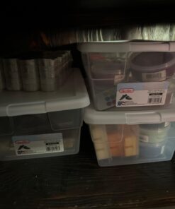 Sterilite 6 Qt Storage Box, Stackable Bin with Lid, Plastic Container to Organize Shoes and Crafts on Closet Shelves, Clear with White Lid, 12-pack 6 Quart 40 61BFk3UkAVL