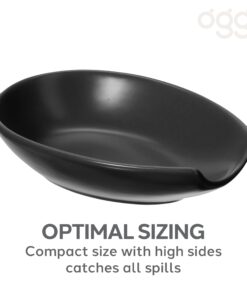 OGGI Spooner Ceramic Spoon Rest- Spoon Rest for Stove Top, Spoon Holder for Countertop, Kitchen Decor for Counter, Coffee Bar Accessories, Black 22 61BGOGeuiLL