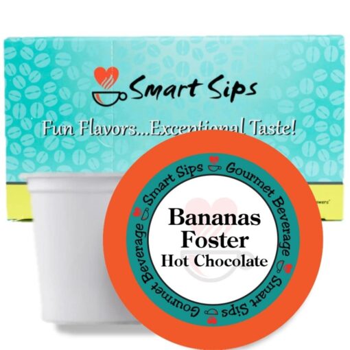 Smart Sips, Bananas Foster Hot Chocolate, 24 Count, Single Serve Pods Compatible With All Keurig K-cup Brewers