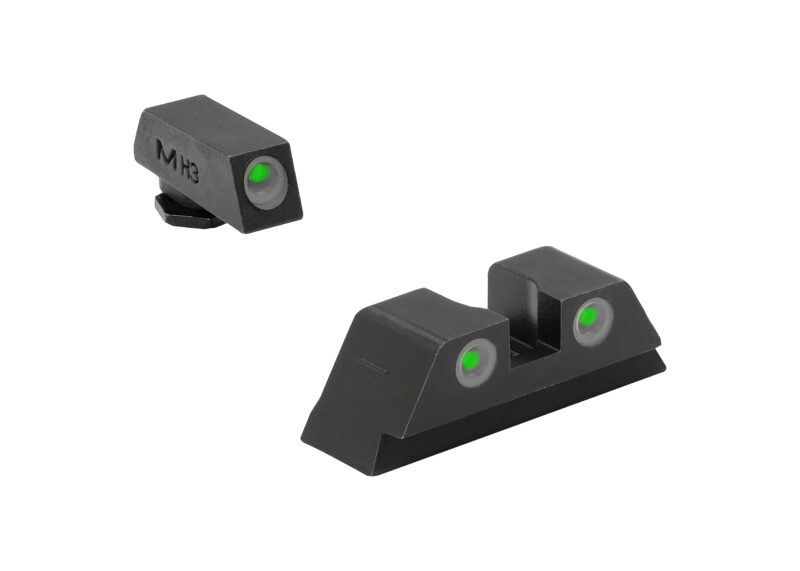 Catalog 6 Meprolight Tru-Dot tritium night Sights set Compatible with Glock 19 17 20-25 26 27 28-35 37 39 43 43x 42 48 tritium self luminous fixed sights, Green, Orange or Yellow tritium available on rear sight Green/Green 17,19,22,26 STD Frame