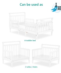 Dream On Me Emma 3 in 1 Convertible Toddler Bed in White 56x29x28 Inch,29x29x18 Inch 27 61BMN7v3ojL