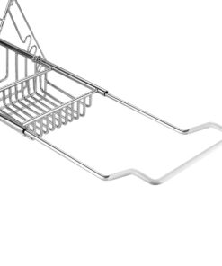 iPEGTOP Stainless Steel Bathtub Caddy Tray - Over Bath Tub Racks Shower Organizer with Extending Sides, Removable Wine Glass Book Holder 28 61BStCjHsWL