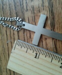FIBO STEEL Stainless Steel Cross Pendant Chain Necklace for Men Women, 22-30 Inches 50*30*3mm cross, 24 inches chain 48 61BXopT9NsL