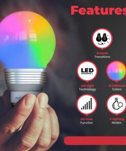 Kobra LED Color Changing Light Bulb with Remote Control - 16 Different Color Choices Smooth, Fade, Flash or Strobe Mode - Smart Remote Lightbulb - RGB & Multi Colored 2 Count (Pack of 1) 27 61BYKtcOZEL 1