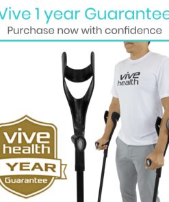 Vive Forearm Crutches (Pair) - Adjustable, Lightweight Arm Crutches Forearm for Adults - Ergonomic Arm Crutch Cuff and Comfortable Handles - Heavy Duty Crutches Non Slip Skid Replaceable Rubber Tips Black 25 61BZOpeW9L