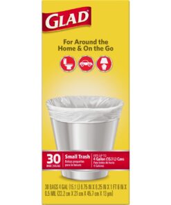 Glad Small Trash Bags - 4 Gallon White Trash Bag - 30 Count 30 bags 11 61Bjj69pjxL