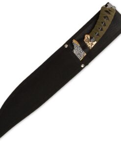 K Exclusive Jungle Suede Flyers Twin Sword Set with Nylon Scabbard - Stainless Steel Blades, Leopard Design, Genuine Suede Wrapped Handles, Gold-Plated Accents, Lanyard Holes, Length 19" 13 61BnJ8CHbAL