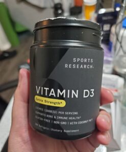 Sports Research Vitamin D3 5000 IU with Coconut MCT Oil - High Potency Vitamin D Supplement for Immune & Bone Support - Non-GMO Verified, Gluten & Soy Free – 125mcg, 360 Liquid Softgels 360 Count (Pack of 1) 45 61BraKwgkqL