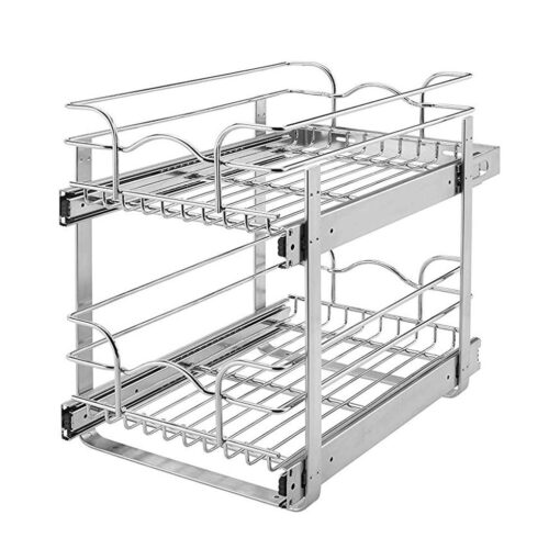 Rev-A-Shelf 5WB2-0918-CR Base Cabinet Pullout 2 Tier Wire Basket Reduced Depth Sink & Base Accessories, 9 W x 18 D-Inches 9 in.