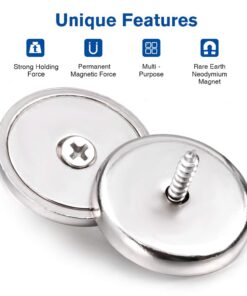 Alternative view of LOVIMAG Neodymium Cup Magnets，95 lbs Holding Force Strong Rare Earth Magnets with Countersunk Hole and Matching Iron Sheet and Screw Ideal for Holding Tools Lifting, Hanging, Diameter 1.26 inch 32mm 12+12p