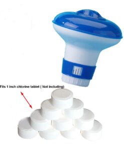 ATIE Floating 1" Mini Small Chlorine Tablet Dispenser with Built-in Floating Thermometer for Pool, Spa, Hot Tub, Fountain, Perfect for Inflatable Above-Ground Pools 10 61C1pZrQJ3L