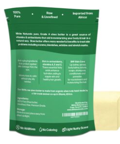 White Naturals Shea Butter 1 lb, Unrefined, African Grade A, Moisturizing Skin, Hair, Face, Lotion, Cream, 16oz Block 1 Pound (Pack of 1) 19 61C1t1Gdk6L
