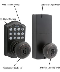 Honeywell Safes & Door Locks - 8732401 Electronic Entry Knob Door Lock, Oil Rubbed Bronze, 6.5 x 8.8 x 9 inches Tradional 17 61C2gXDoYjL