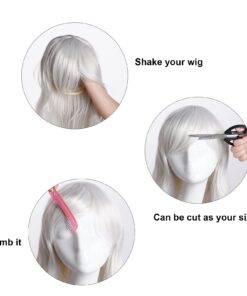 Rbenxia Curly Cosplay Wig Long Hair Heat Resistant Spiral Costume Wigs Anime Fashion Wavy Curly Cosplay Daily Party Silver 32" 80cm 37 61C5SoyT8xL