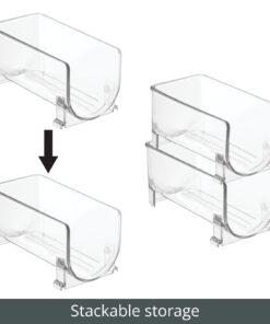 mDesign Plastic Free-Standing Wine Set Rack Storage Organizer for Kitchen Countertops, Pantry Cabinet, Fridge Organization - Holds Water Bottle and Alcohol Bottles - 2 Pack - Clear 2 bottle 24 61C6cS0vZmL