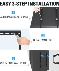 Mounting Dream TV Mount Fixed for Most 26-55 Inch LED, LCD and Plasma TV, TV Wall Mount TV Bracket up to VESA 400x400mm and 100 LBS Loading Capacity, Low Profile and Space Saving Flat Mount MD2361-K 33 61C7EPyB58L