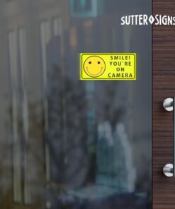 Sutter Signs Smile You're On Camera Security Stickers Indoor & Outdoor 4-inch by 2-inch (Pack of 6) Pack of 6 11 61C7ExScM0L