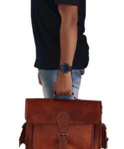 16" leather messenger bag laptop case office briefcase gift for men computer distressed shoulder bag 16 61C9R6WhWSL