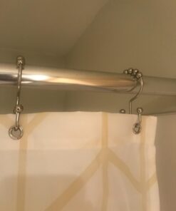 Maytex Shower Curtain Hooks, Shower Curtain Rings, Rust-Resistant Decorative Double Roller Glide Shower Hooks, Shower Rings for Bathroom Shower Rods, Curtains, Liners, Set of 12, Brushed Nickel 44 61CC8bxoUL