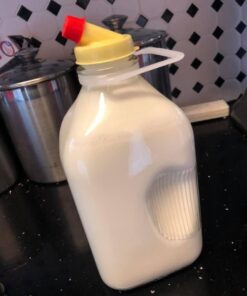 The Dairy Shoppe Heavy Glass Milk Bottles - Jugs with Lids and Silicone Pour Spouts - Clear Milk Containers for Fridge - Reusable Glass Milk Jug Dispenser - Made in USA (64 oz, 2 Pack) 64 oz 37 61CDMyHYOZL