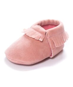 Alternative view of Kuner Baby Boys Girls Tassel Soft Soled Non-Slip Crib Shoes Moccasins First Walkers 0-6 Months Infant Pink
