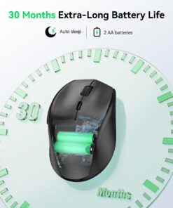 TECKNET Wireless Mouse, 2.4G USB Computer Mouse with 6-Level Adjustable 3200 DPI, 30 Months Battery, Ergonomic Grips, 6 Buttons Portable for PC, Chromebook, Mac - Black 36 61CEmq7MyPL