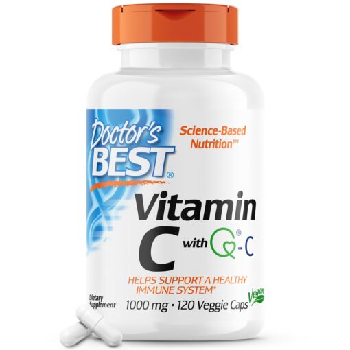 Doctor's Best Vitamin C with Q-C - Vitamin C 1000mg Non-GMO, Vegan, Gluten Free, Soy Free, Sourced from Scotland Veggie Caps, 120 Count Unflavored 120VC