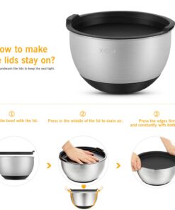 X-Chef Stainless Steel Bowls with Lids, Mixing Storage Bowl Set of 5 with Measurement, Stackable & Non-slip (1, 2, 2.5, 3.5, 4.5 QT) 34 61CIp3oCWYL 1