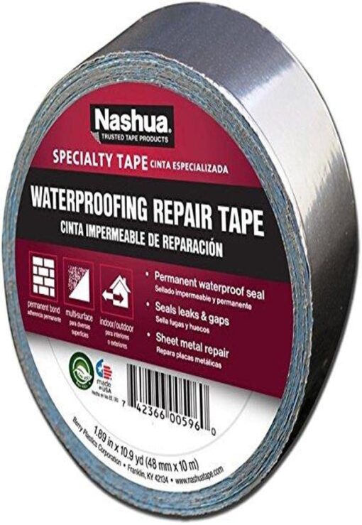 Nashua 361-11 Foil Tape for Waterproofing Repair, 11 mil Thick, 10 m Length, 48 mm Width , Aluminum 1